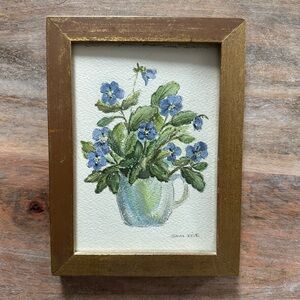 Framed Vintage Floral Watercolor Art